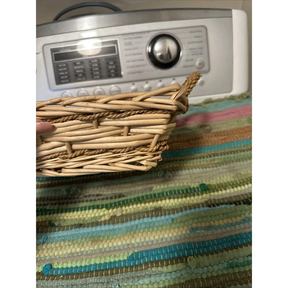 Woven Wicker Rattan Braided Tray Boho Square Rectangle Basket‎ Tray Vintage